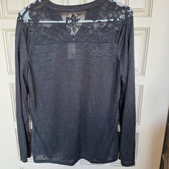Faded Glory Lace Yoke Sweater Sz12/14 Lt Weight Long Sleeve Pullover Poly/Rayon - Picture 8 of 8